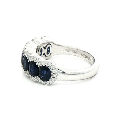 1.97ct Sapphire & 0.22ct Natural Diamond Multi Stone Ring in 18ct White Gold