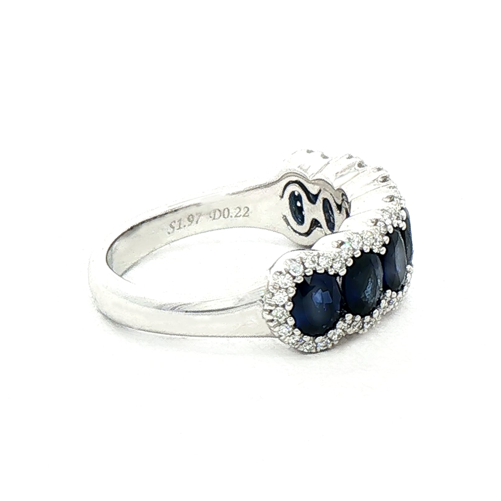 1.97ct Sapphire & 0.22ct Natural Diamond Multi Stone Ring in 18ct White Gold