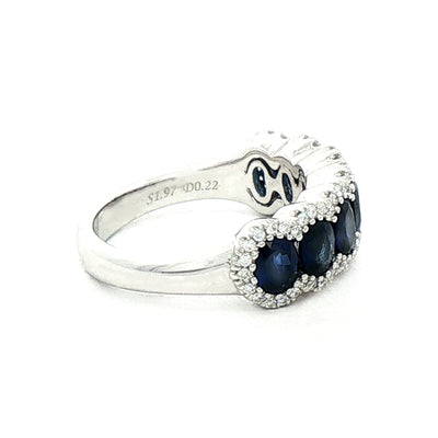 1.97ct Sapphire & 0.22ct Natural Diamond Multi Stone Ring in 18ct White Gold