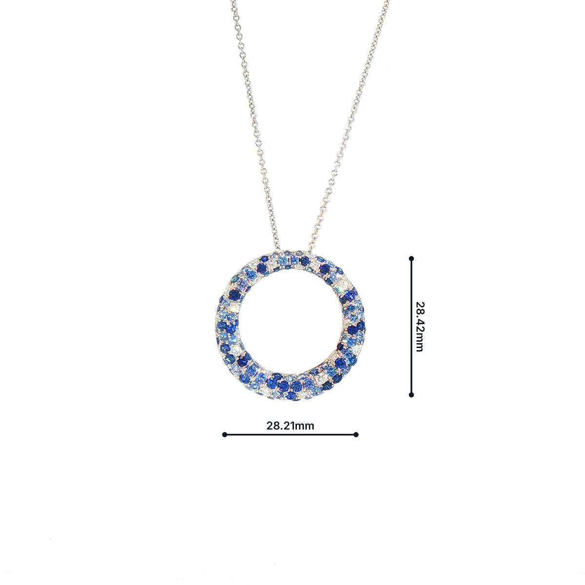 3.63ct Multi Sapphire and 0.17ct Natural Diamond Large Hoop Pendant in 18ct White Gold