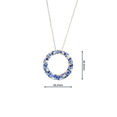 3.63ct Multi Sapphire and 0.17ct Natural Diamond Large Hoop Pendant in 18ct White Gold
