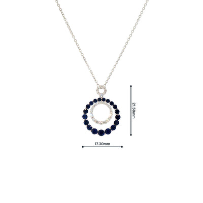 Sapphire and Natural Diamond Double Circle Pendant in 18ct White Gold