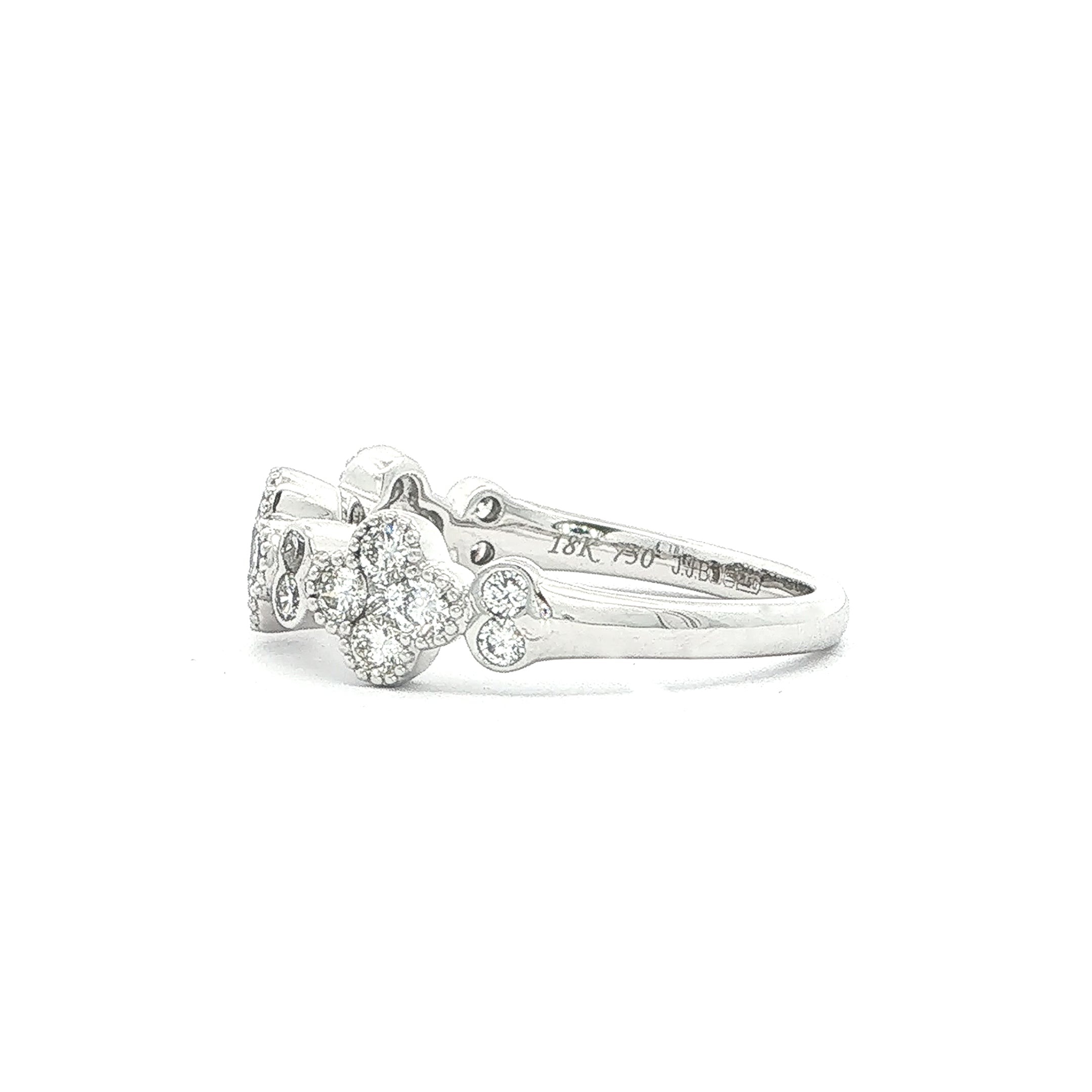 18ct White Gold Floral Natural Diamond Ring 0.70ct 3.80gm