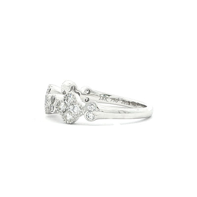 18ct White Gold Floral Natural Diamond Ring 0.70ct 3.80gm