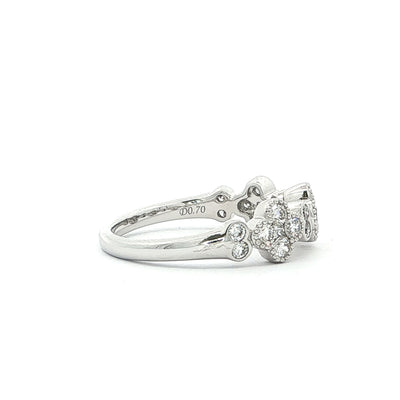 18ct White Gold Floral Natural Diamond Ring 0.70ct 3.80gm