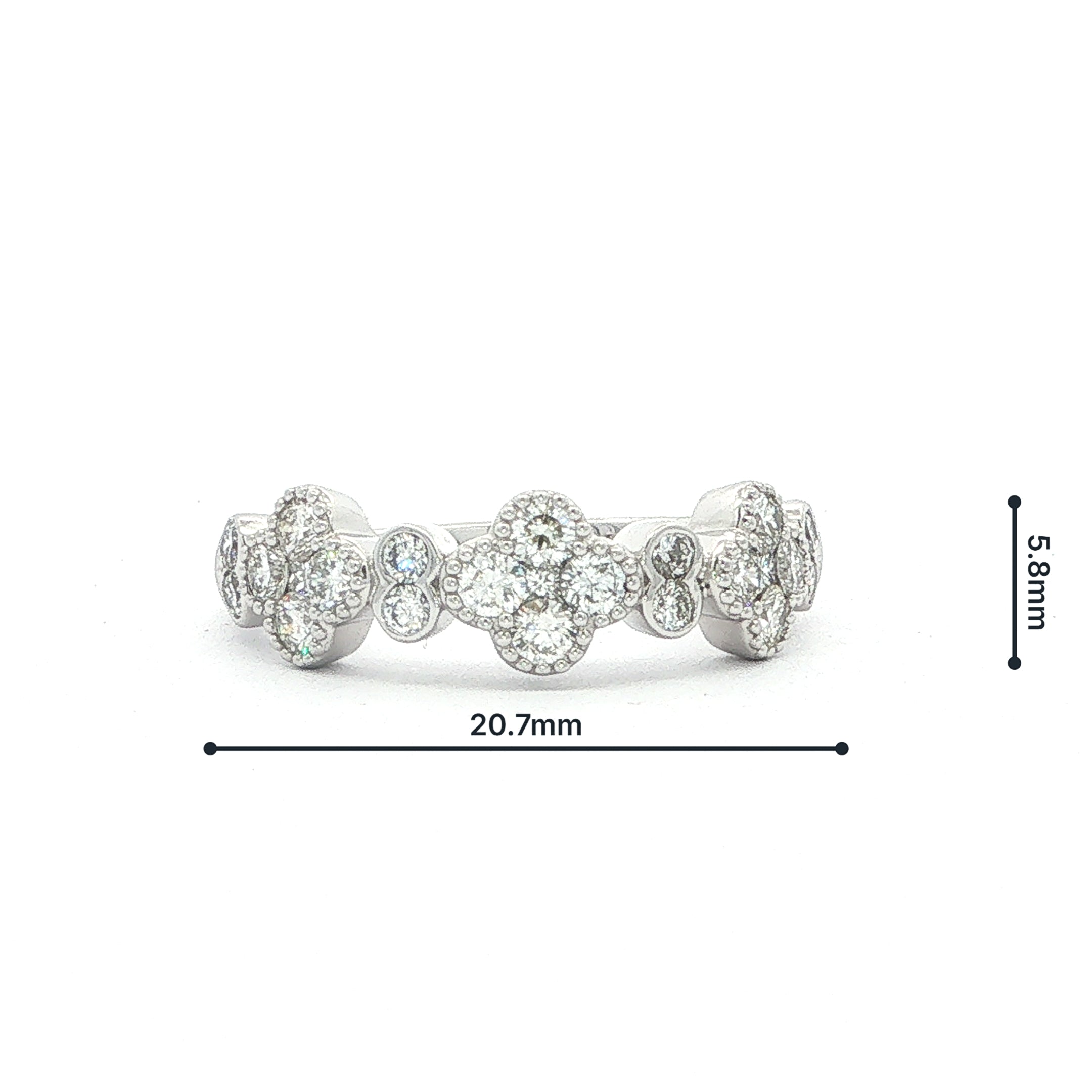 18ct White Gold Floral Natural Diamond Ring 0.70ct 3.80gm