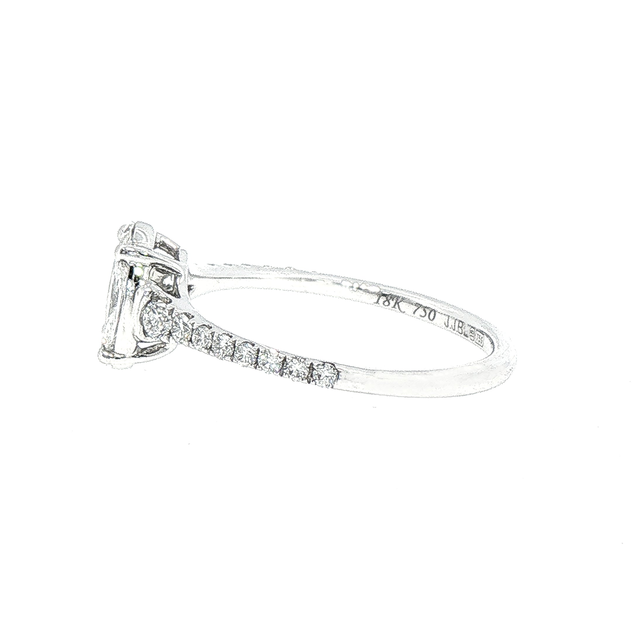 0.75ct Oval Cluster Solitaire Ring With Diamond Shoulders Set In 18ct White Gold