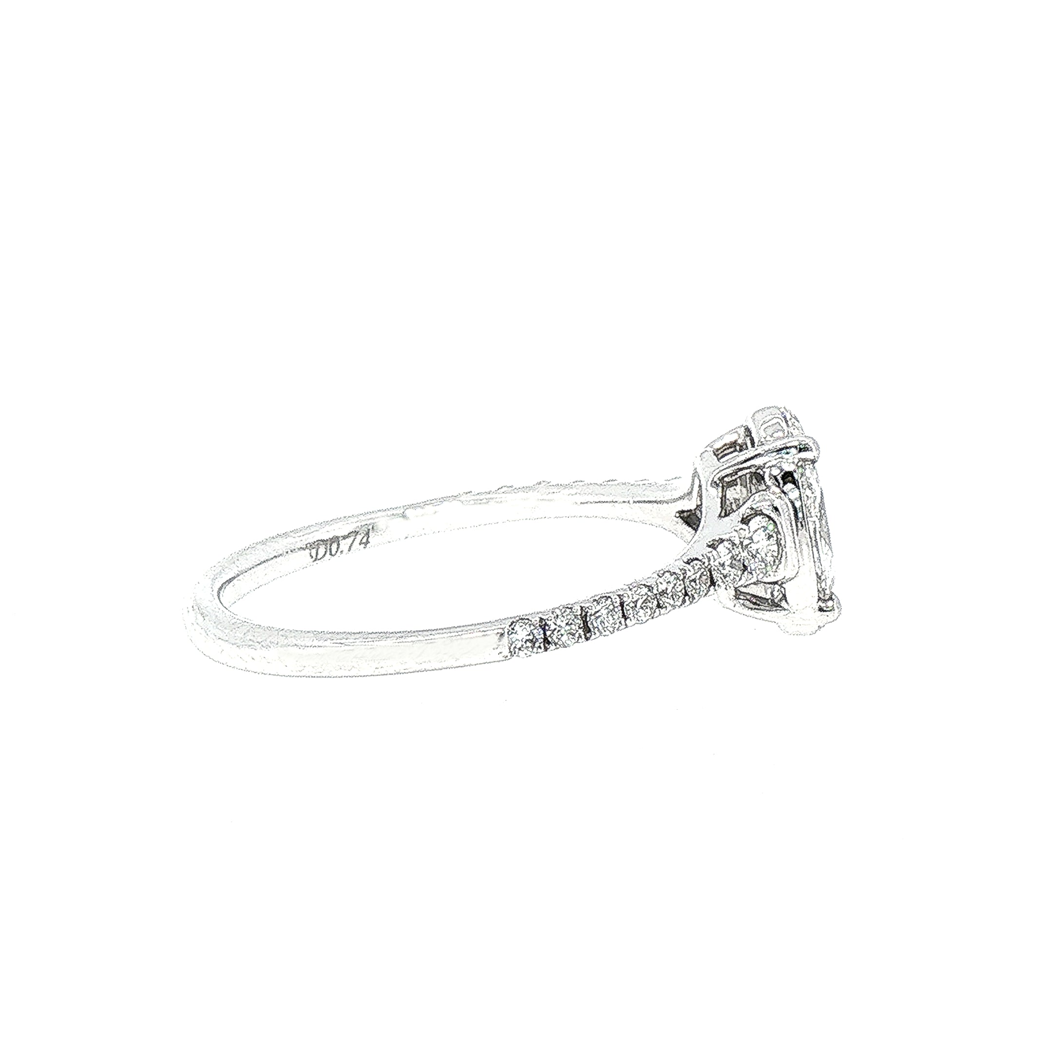 0.75ct Oval Cluster Solitaire Ring With Diamond Shoulders Set In 18ct White Gold