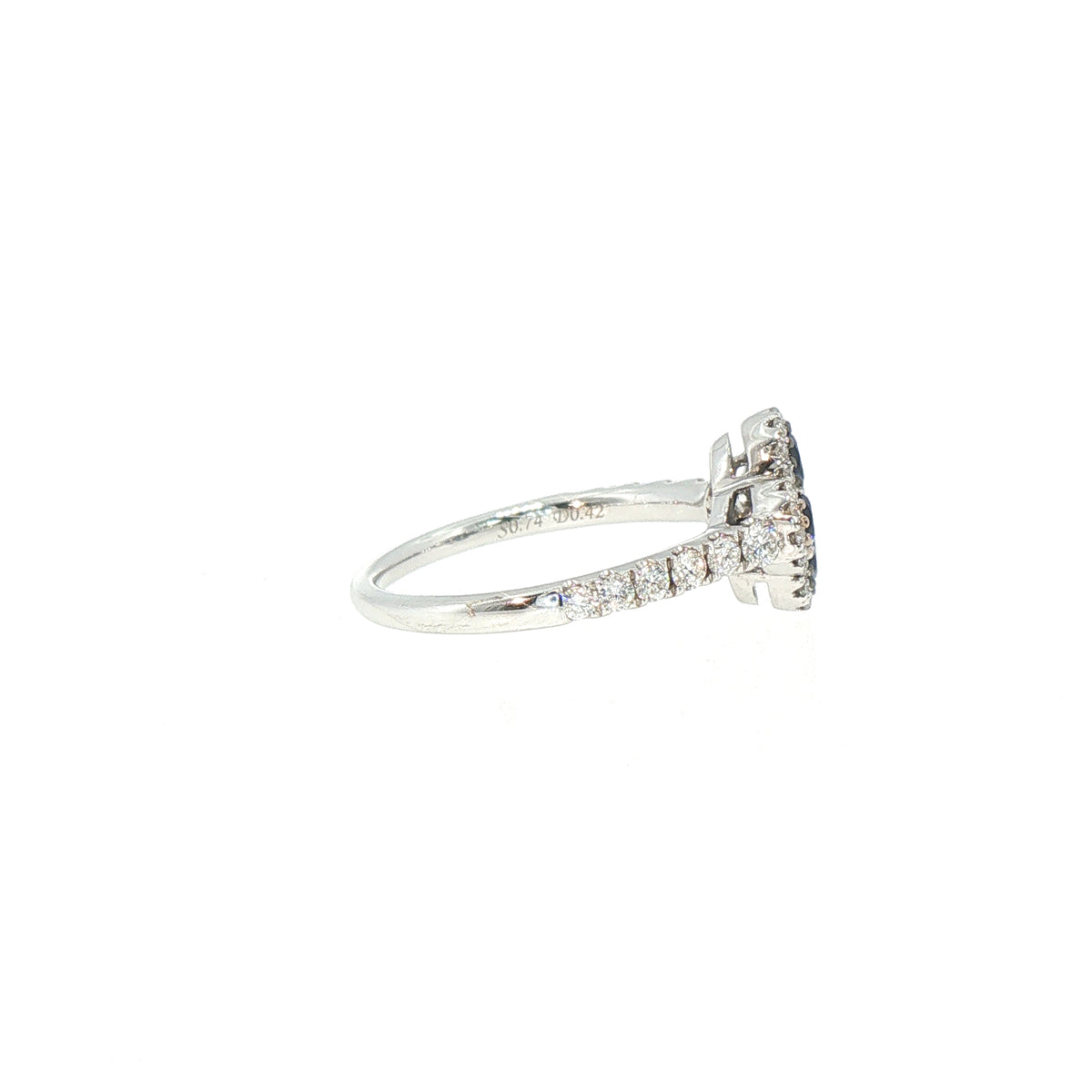 0.74ct Sapphire & 0.42ct Natural Diamond Flower Style Dress Ring in 18ct White Gold