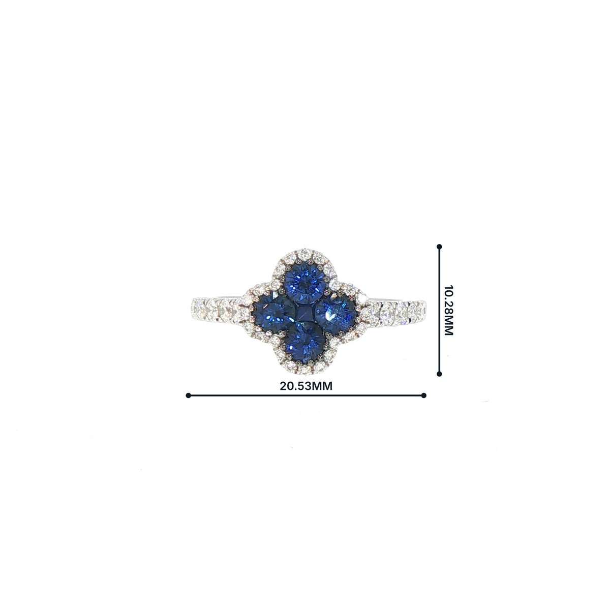 0.74ct Sapphire & 0.42ct Natural Diamond Flower Style Dress Ring in 18ct White Gold