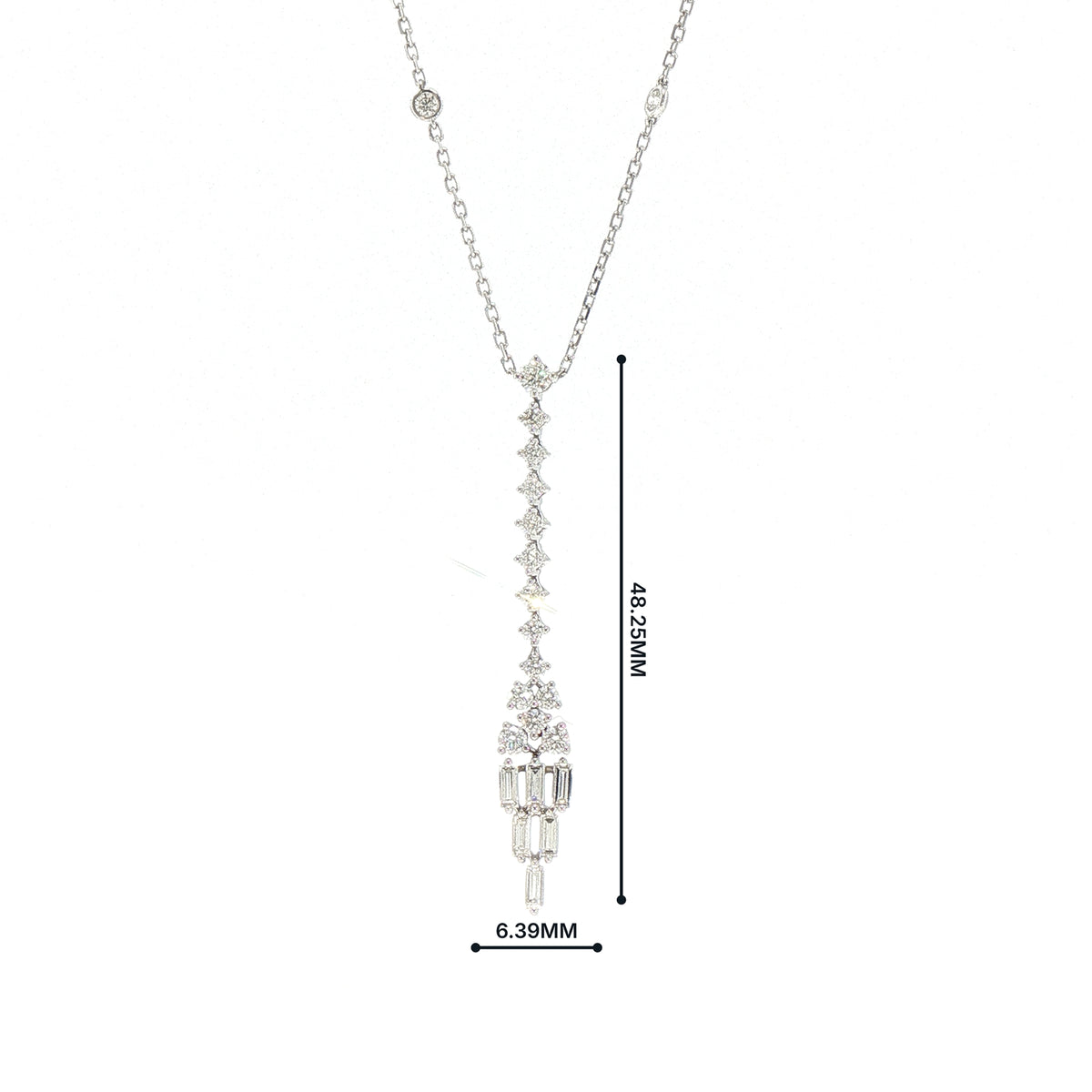 Vintage Art Deco Style Natural Diamond Necklace in 18ct White Gold