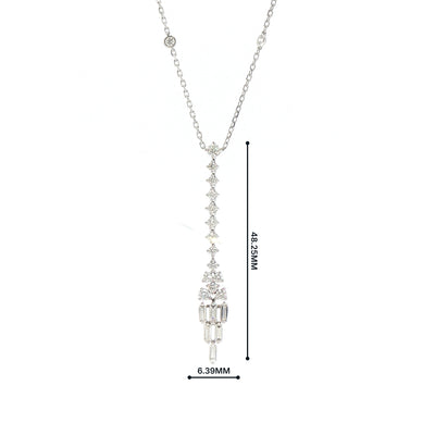 Vintage Art Deco Style Natural Diamond Necklace in 18ct White Gold