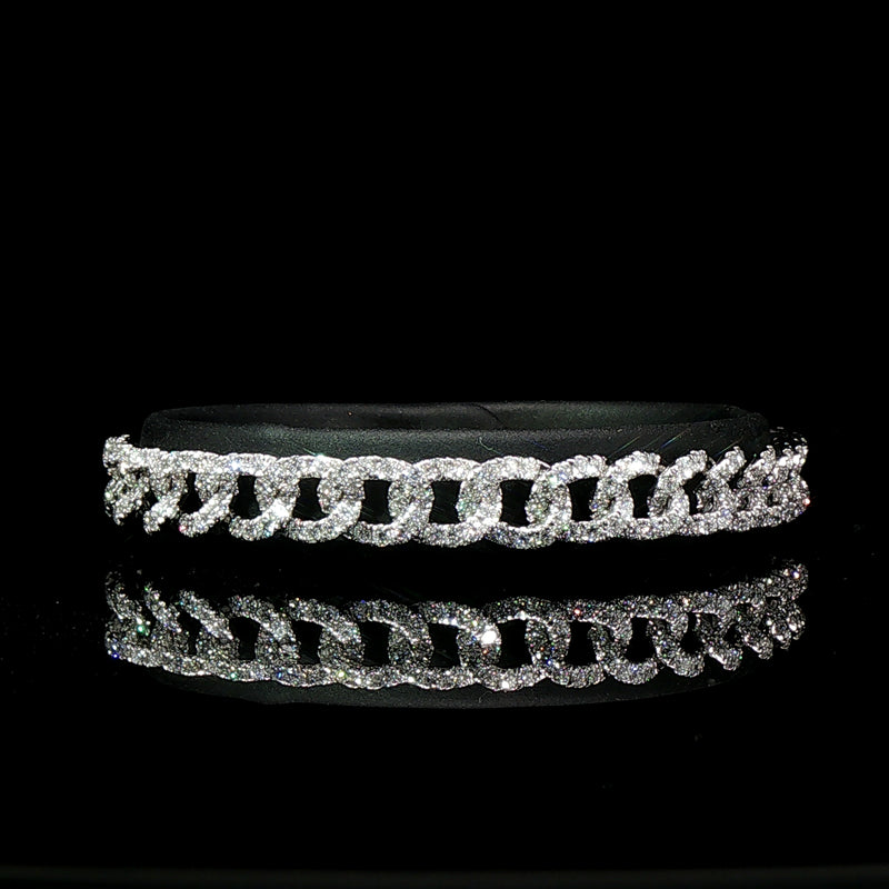 5.83ct FVS  Natural Diamond Cuban Link Bracelet in 18ct White Gold