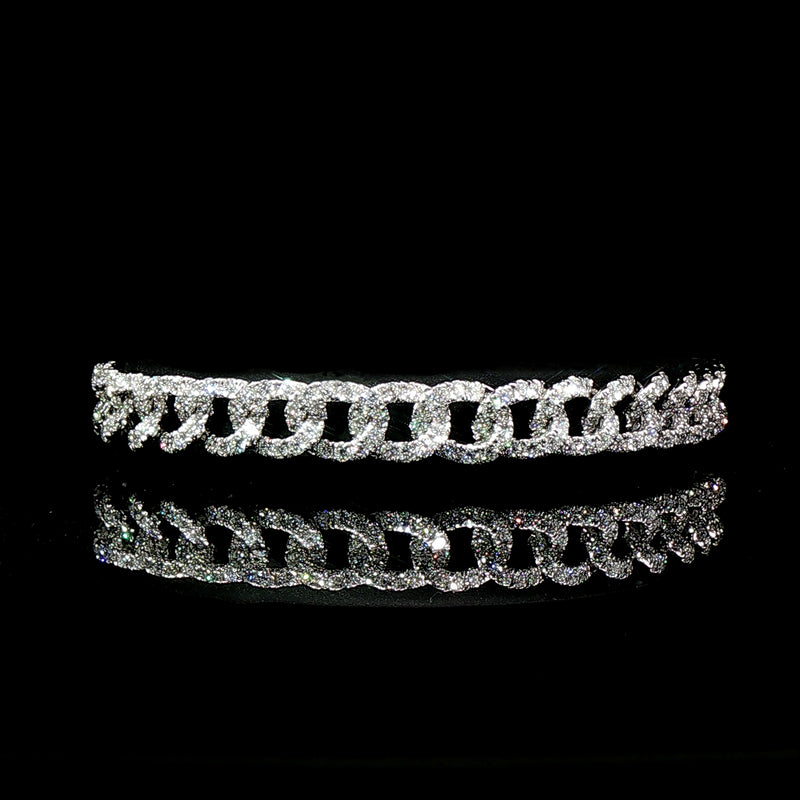 5.83ct FVS  Natural Diamond Cuban Link Bracelet in 18ct White Gold