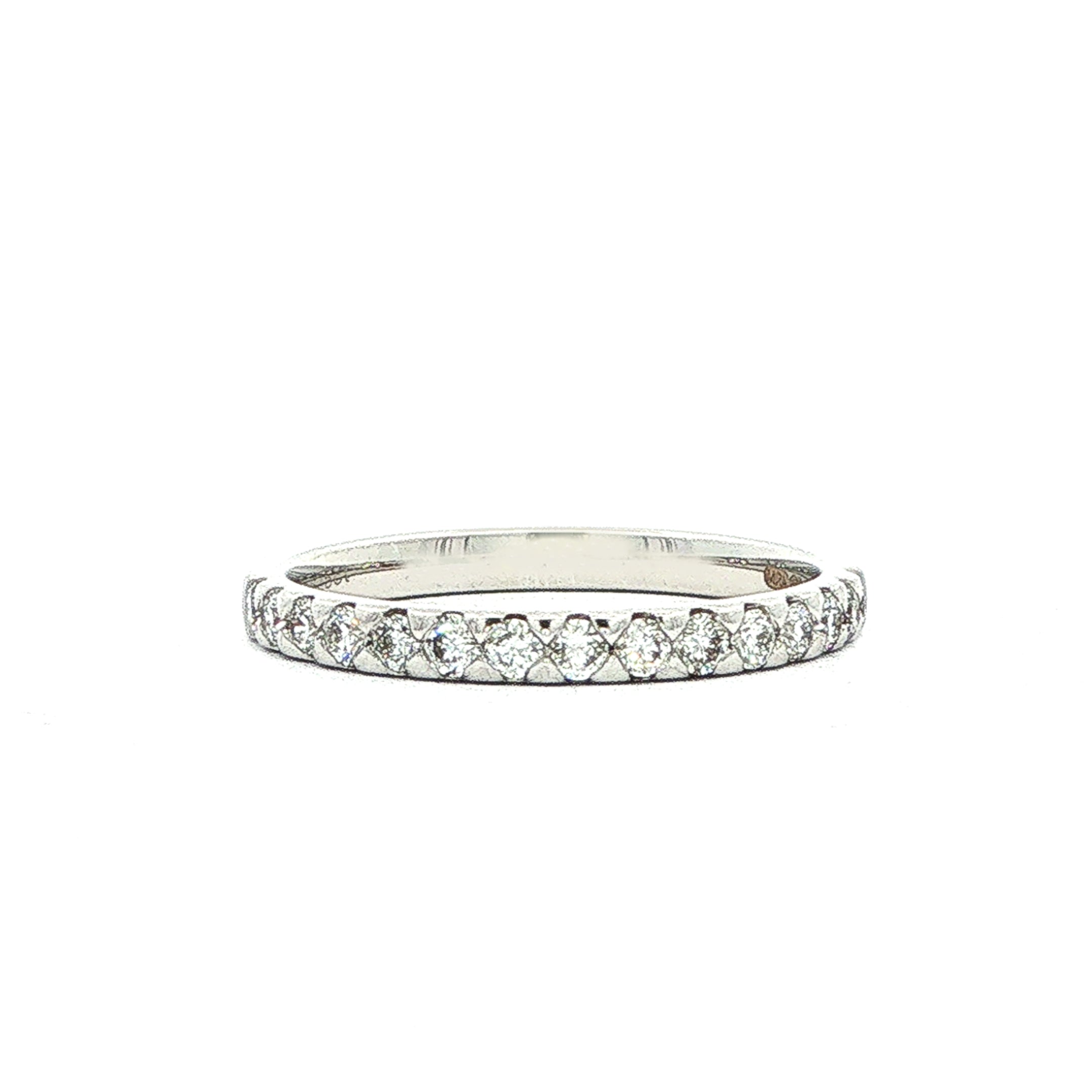 0.25ct Triangle Claw Natural Diamond Set Wedding Band In 18ct White Gold