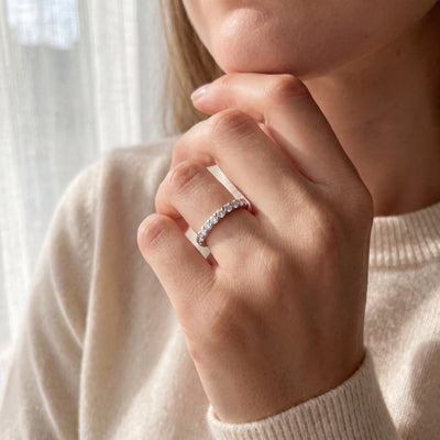 0.25ct Triangle Claw Natural Diamond Set Wedding Band In 18ct White Gold