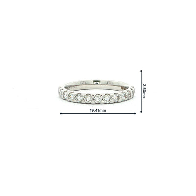0.50ct Triangle Claw Natural Diamond Set Wedding Band In 18ct White Gold