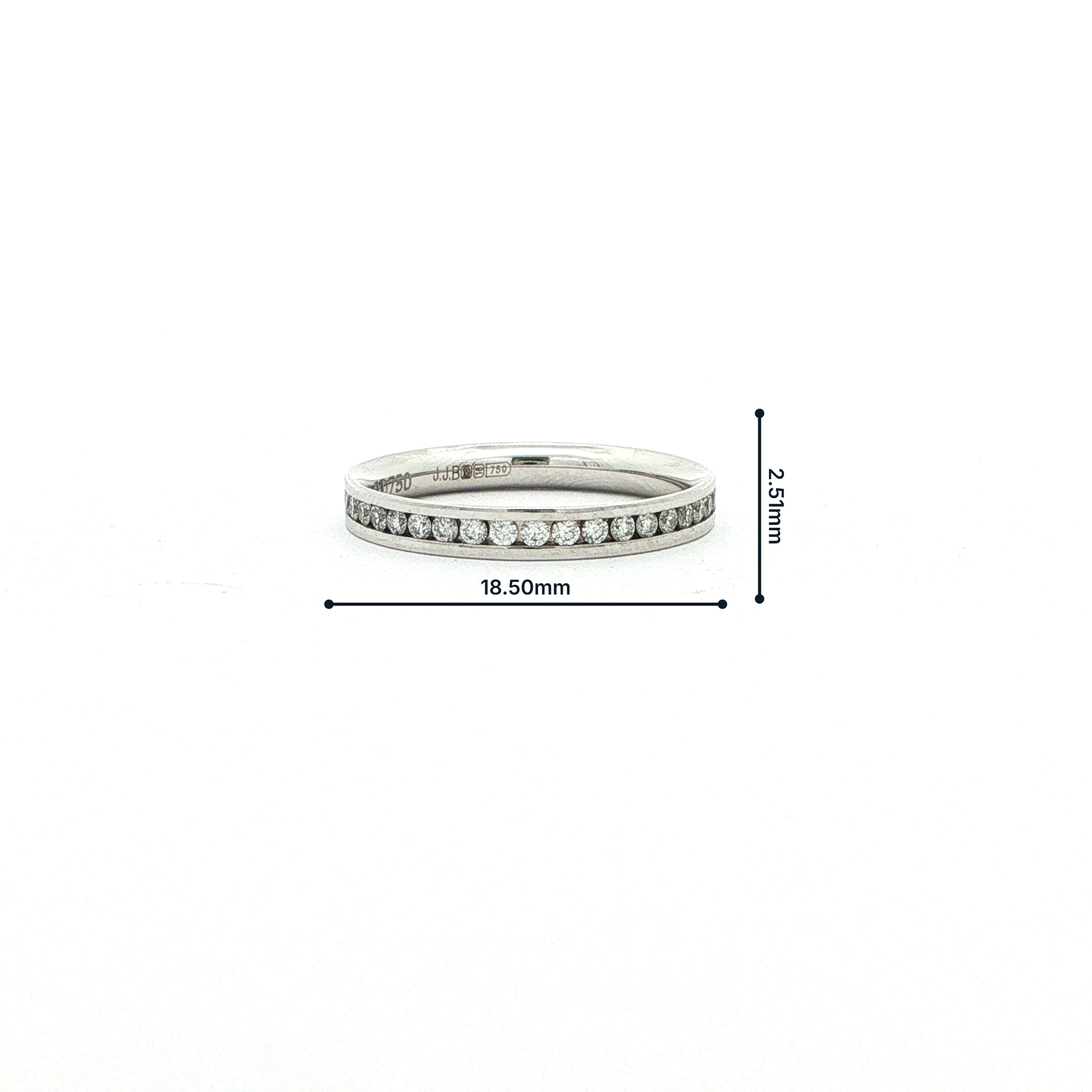 18ct White Gold Natural Diamond Channel Set 2.5mm Wedding Band 0.21ct