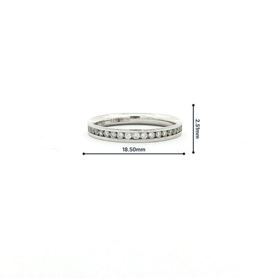 18ct White Gold Natural Diamond Channel Set 2.5mm Wedding Band 0.21ct