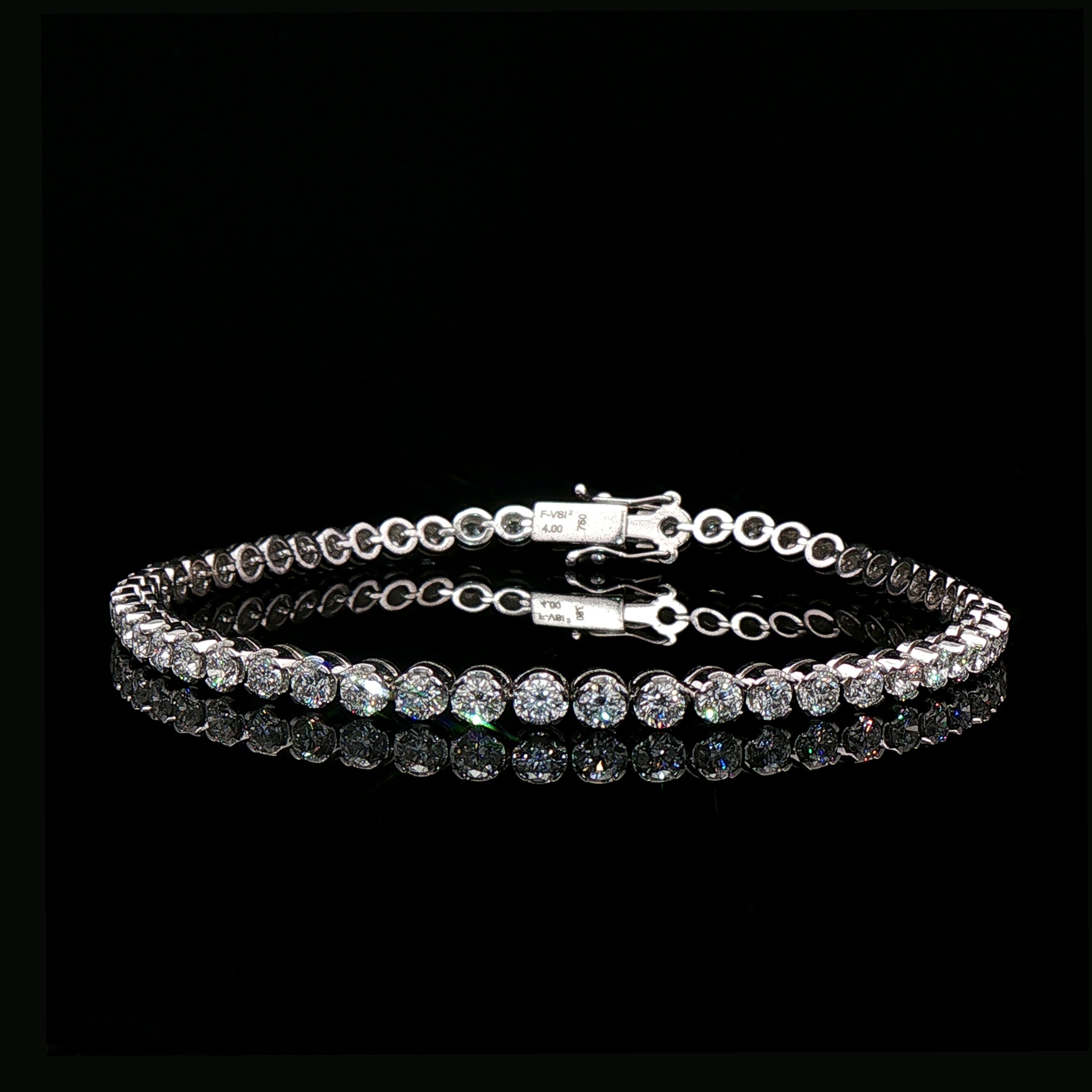 Heinz Mayer 4ct 18ct White Gold & Natural Diamond Tennis Bracelet