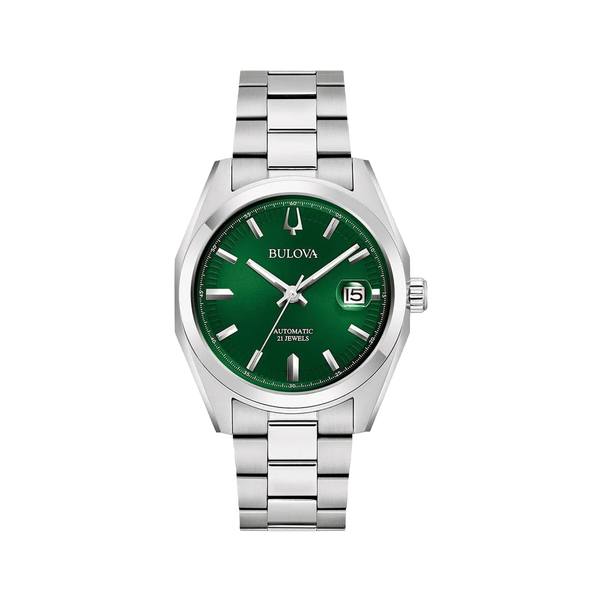 Bulova Surveyor Gents Automatic Dark Green Dial on Stainless Steel Bracelet