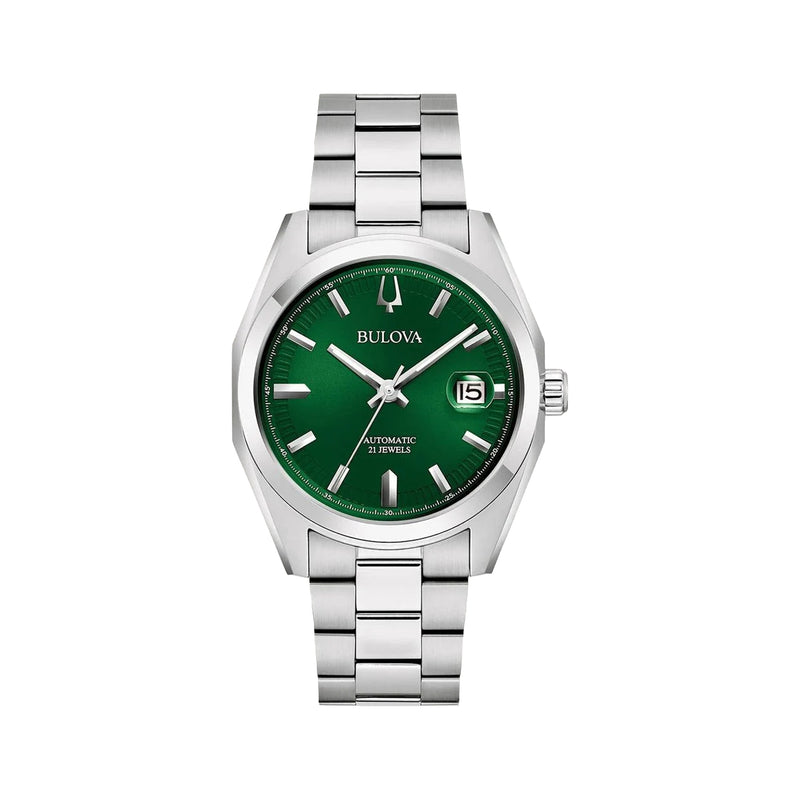 Bulova Surveyor Gents Automatic Dark Green Dial on Stainless Steel Bracelet