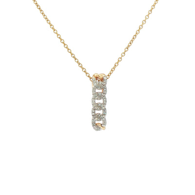 0.11ct Natural Diamond Cuban Link Drop Pendant in 9ct Gold