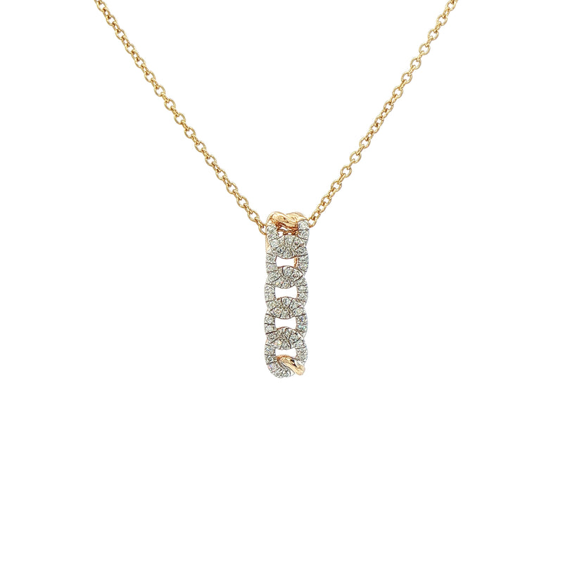 0.11ct Natural Diamond Cuban Link Drop Pendant in 9ct Gold