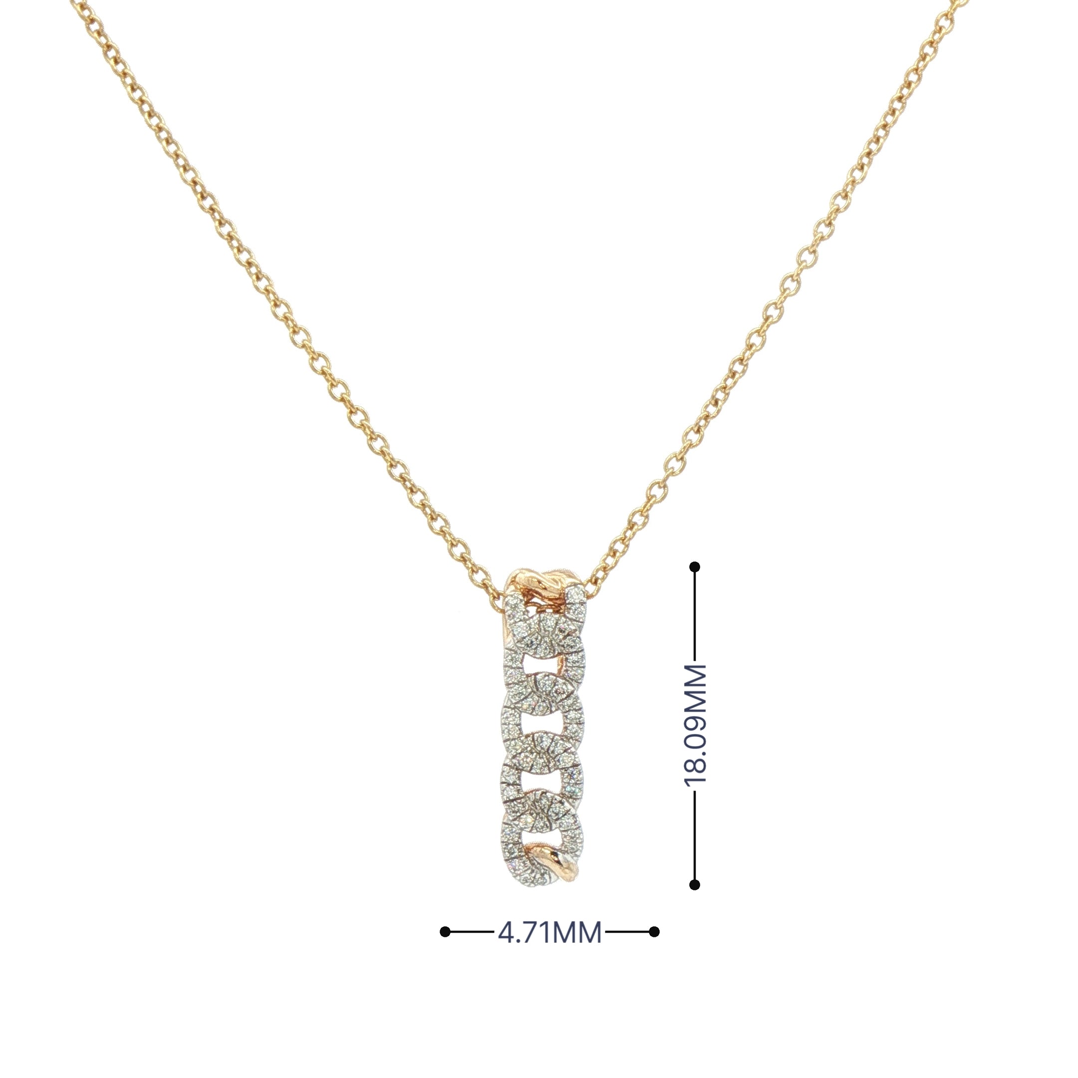 0.11ct Natural Diamond Cuban Link Drop Pendant in 9ct Gold