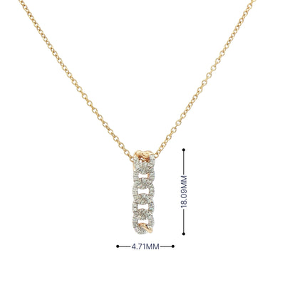 0.11ct Natural Diamond Cuban Link Drop Pendant in 9ct Gold