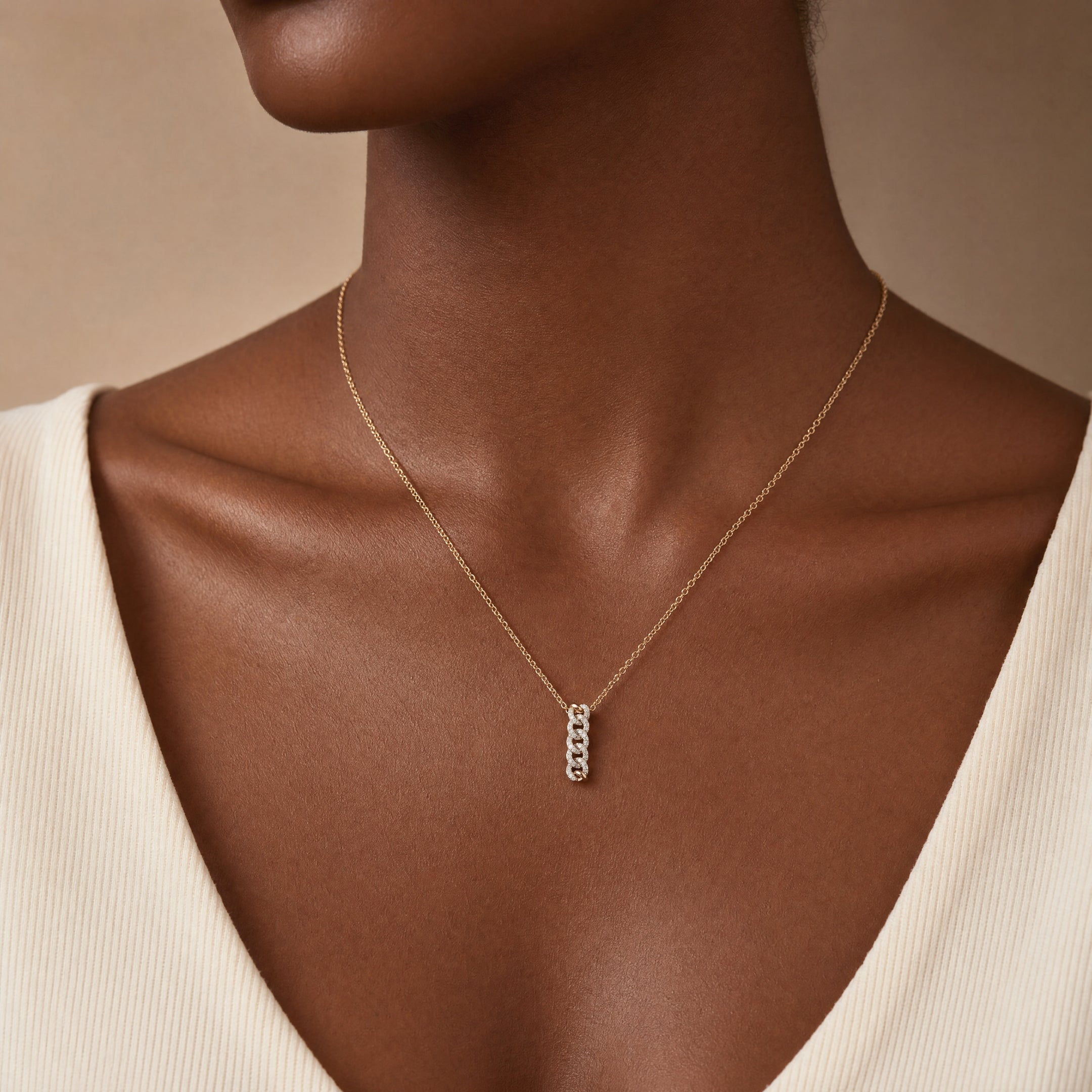 0.11ct Natural Diamond Cuban Link Drop Pendant in 9ct Gold