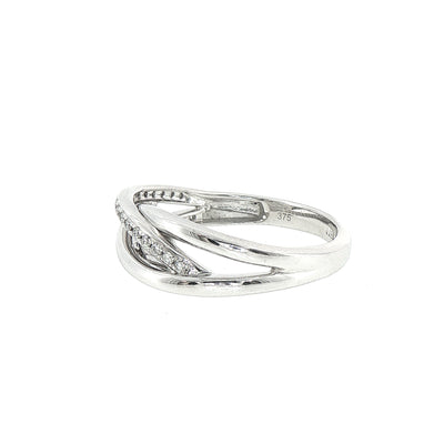 9ct White Gold 0.13ct Diamond Set Dress Ring