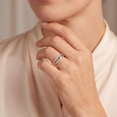 9ct White Gold 0.13ct Diamond Set Dress Ring