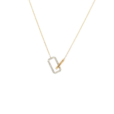 Natural Diamond Set Rectangle and Oval Interlink Pendant in 9ct Yellow Gold