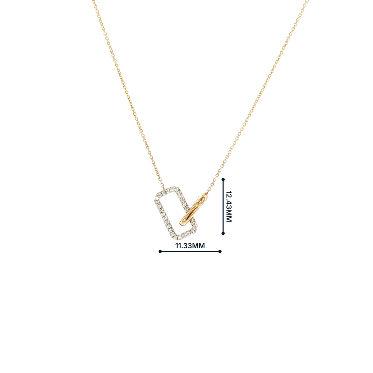 Natural Diamond Set Rectangle and Oval Interlink Pendant in 9ct Yellow Gold