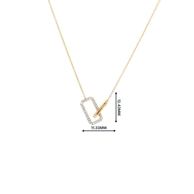 Natural Diamond Set Rectangle and Oval Interlink Pendant in 9ct Yellow Gold