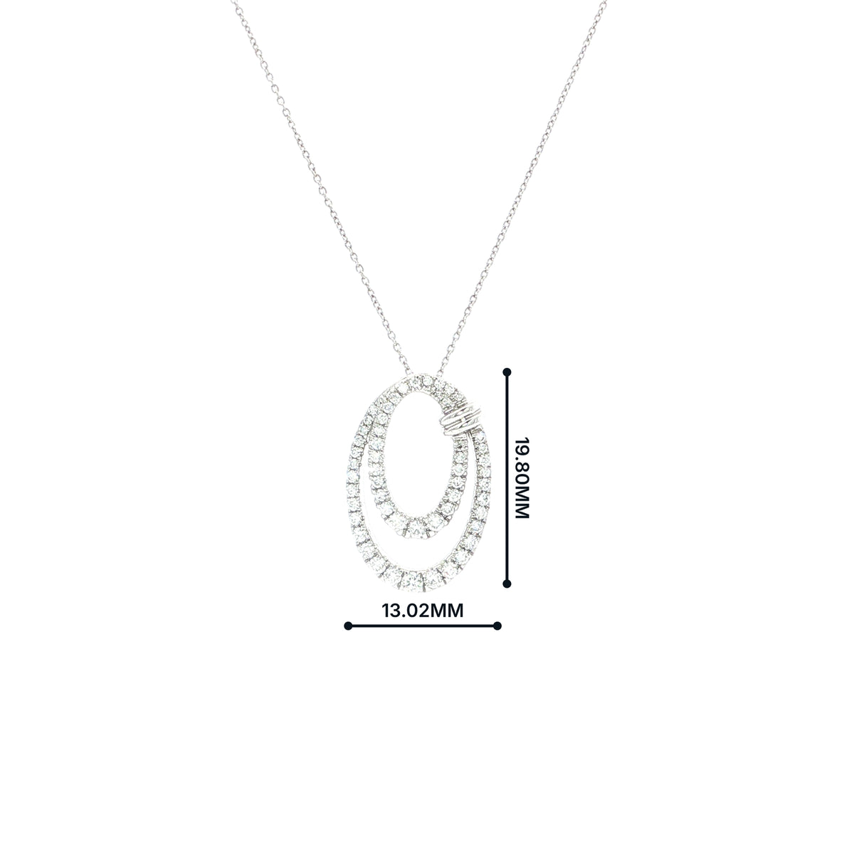 9ct White Gold .38ct Double Natural Diamond Set Oval Pendant