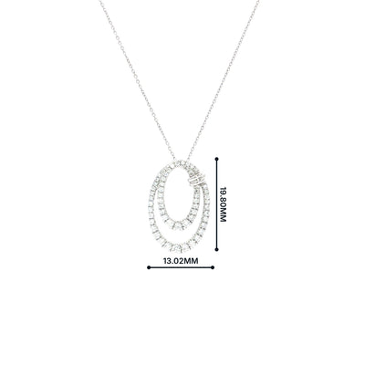 9ct White Gold .38ct Double Natural Diamond Set Oval Pendant