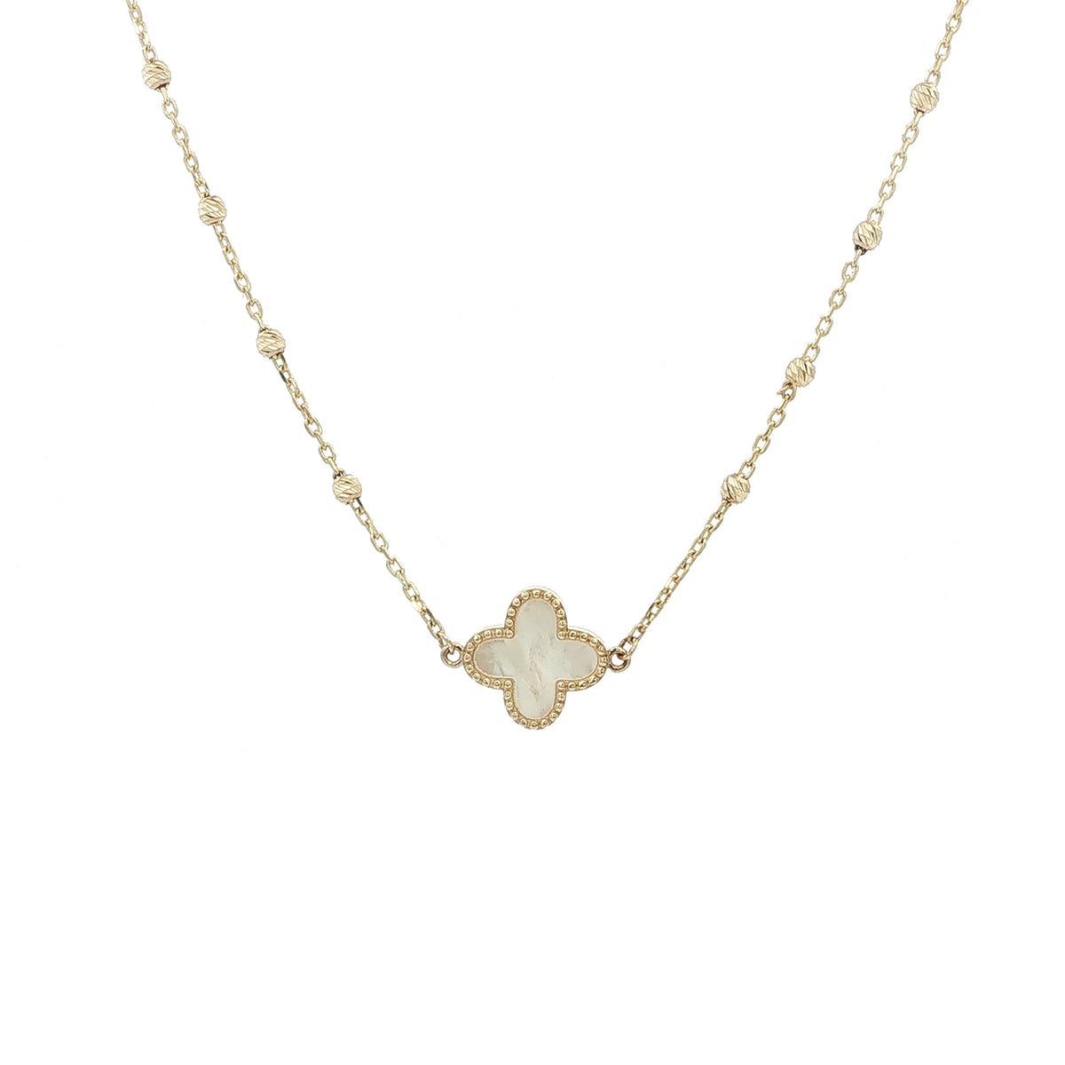 9ct Mother Of Pearl Clover Necklace