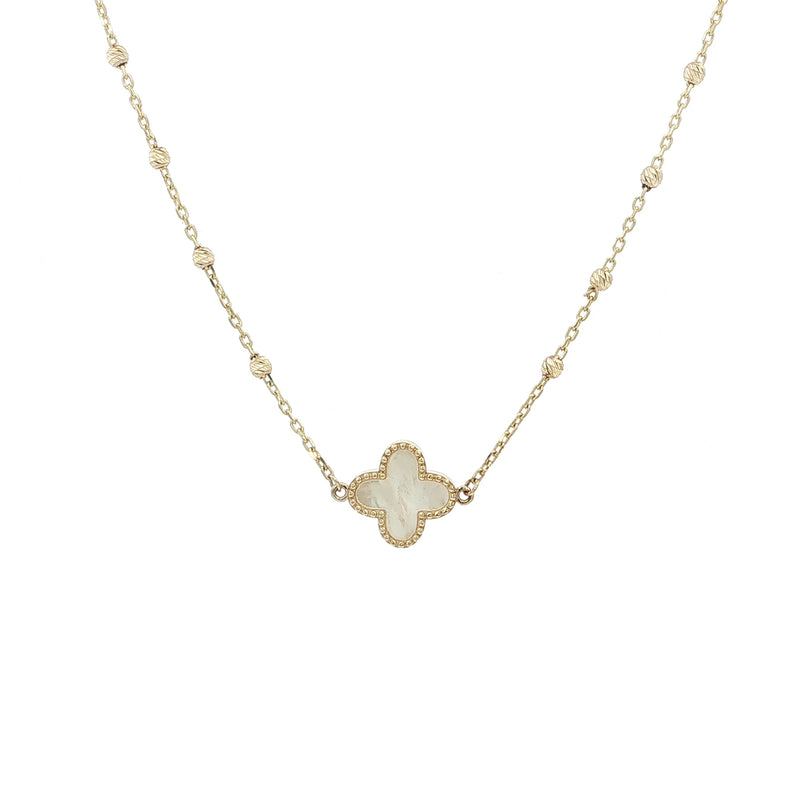 9ct Mother Of Pearl Clover Necklace