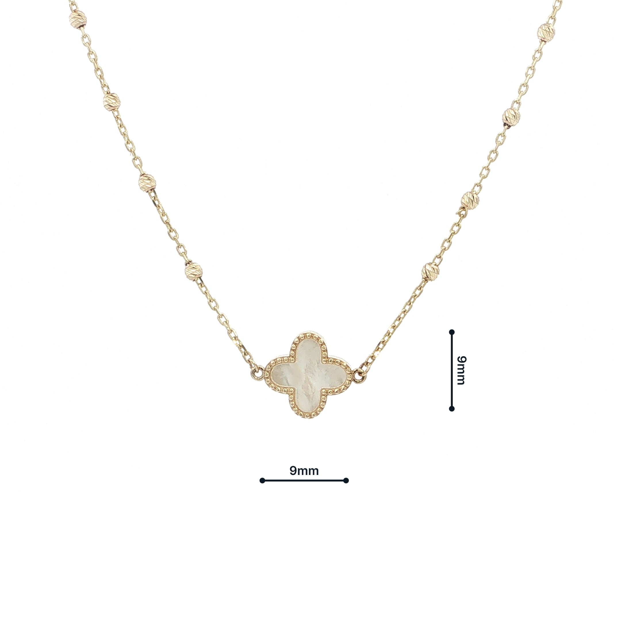 9ct Mother Of Pearl Clover Necklace