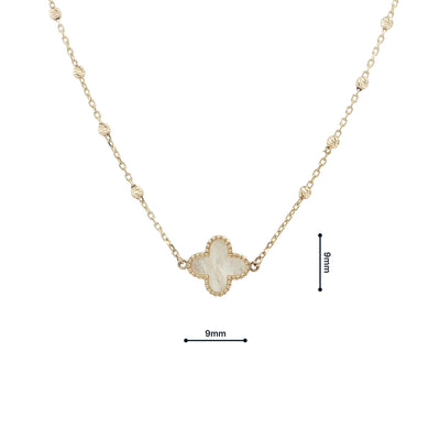 9ct Mother Of Pearl Clover Necklace