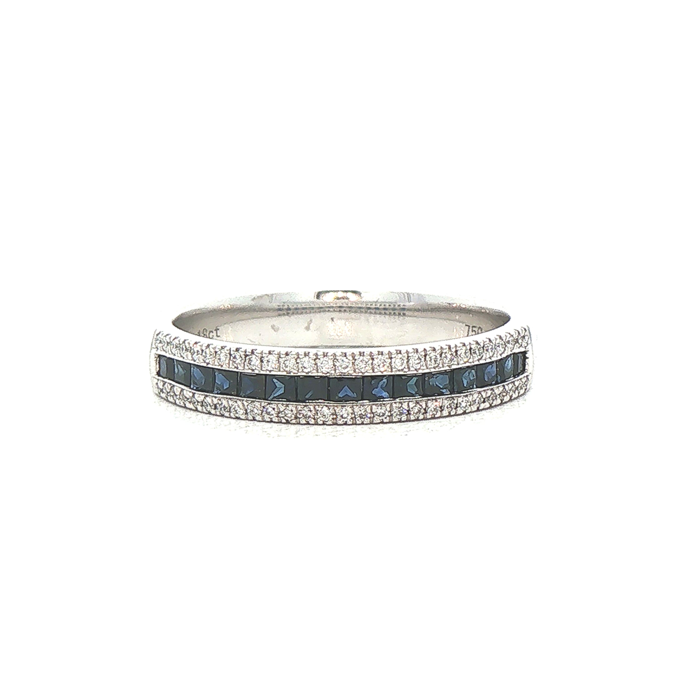 0.40ct Sapphire & 0.11ct Natural Diamond Eternity Style Ring in 18ct White Gold