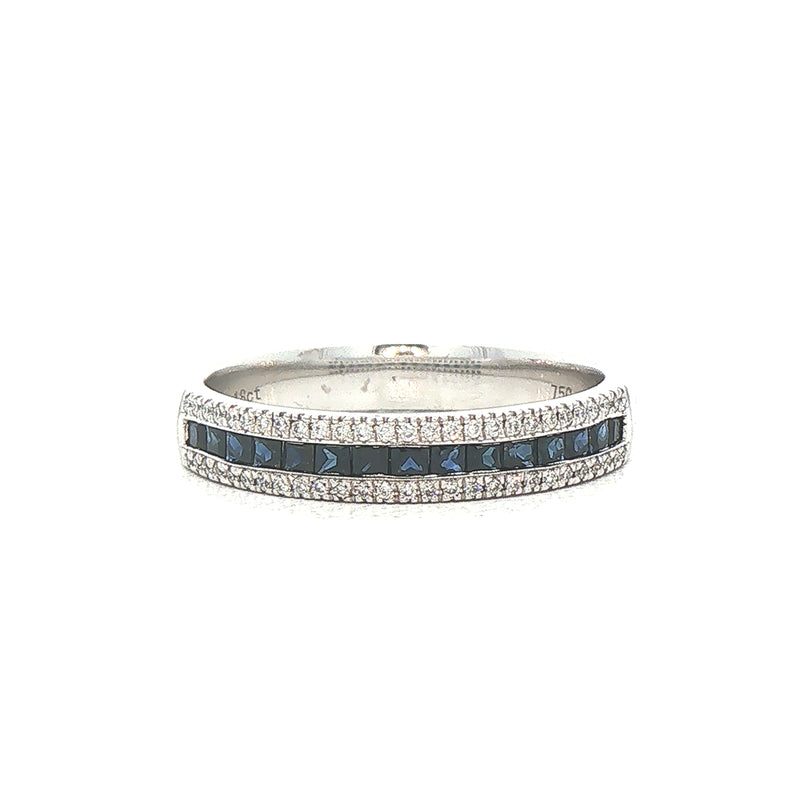 0.40ct Sapphire & 0.11ct Natural Diamond Eternity Style Ring in 18ct White Gold