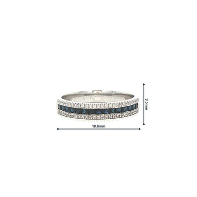 0.40ct Sapphire & 0.11ct Natural Diamond Eternity Style Ring in 18ct White Gold