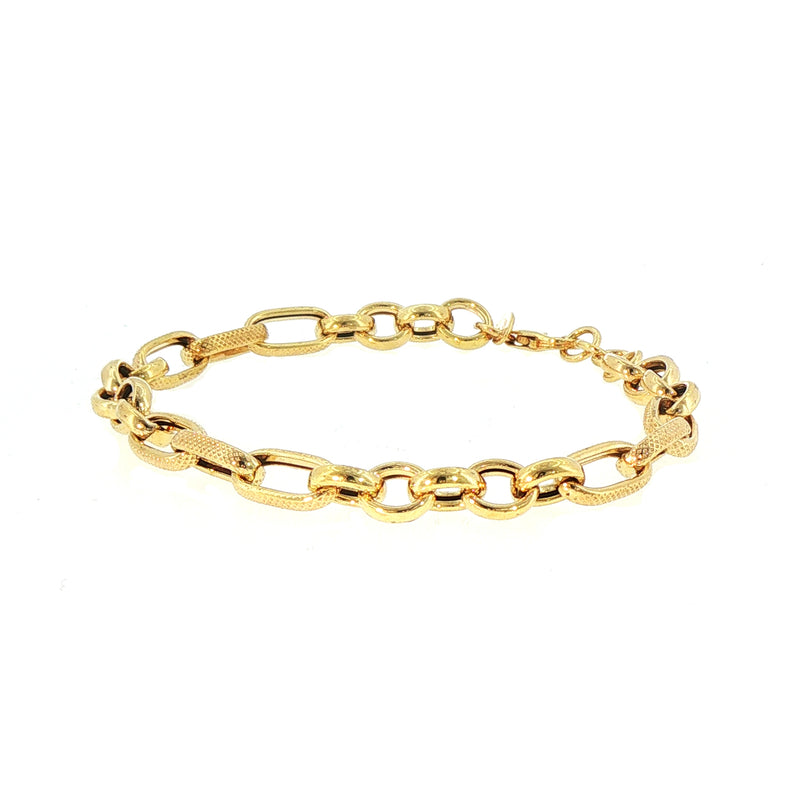 Oval & Belcher Link Bracelet in 9ct Yellow Gold