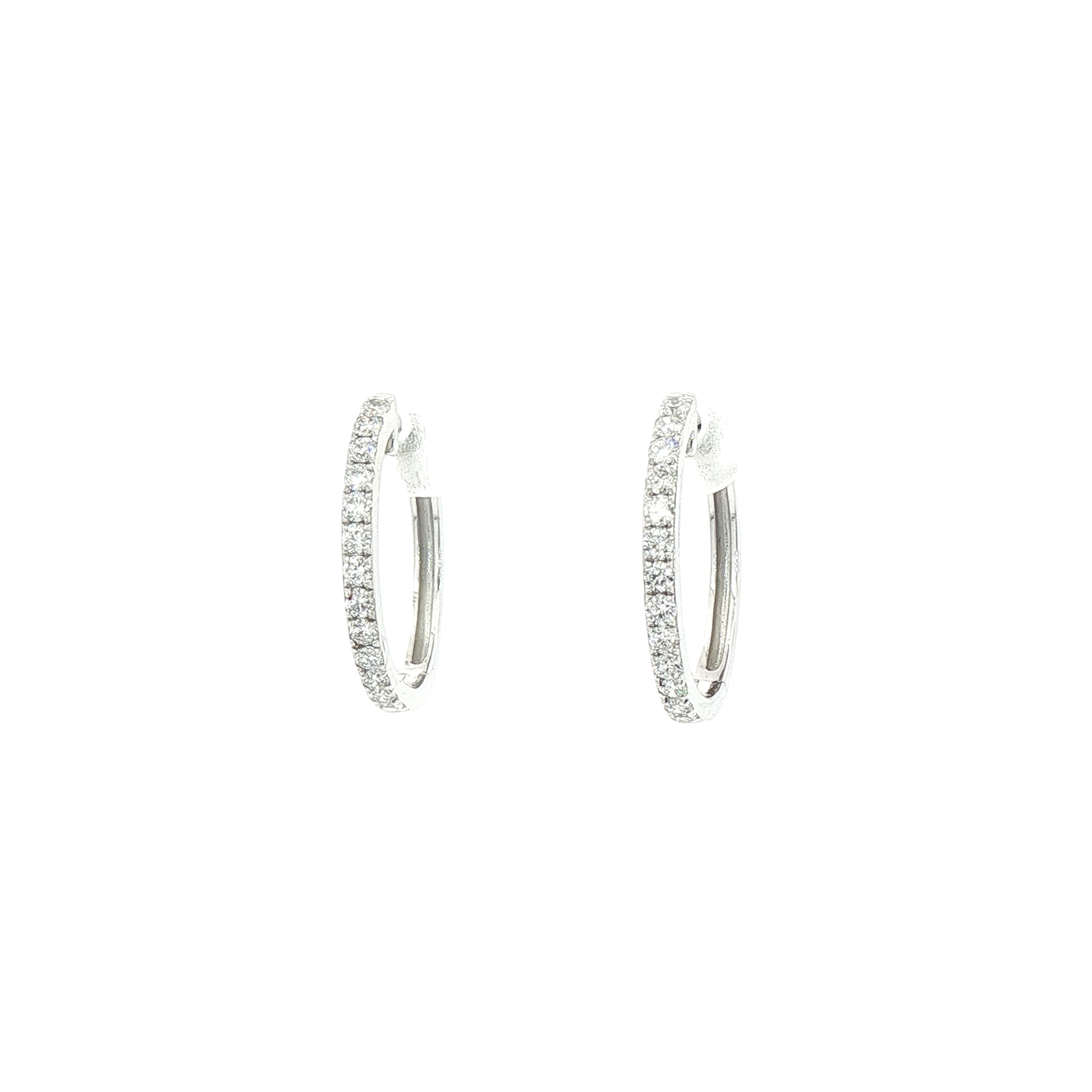0.46ct Natural Diamond Set Hoop Earrings in 9ct White Gold