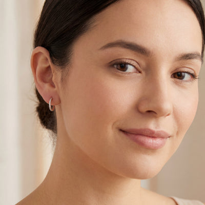 Diamond Half Hoop Earrings in 9ct Yellow Gold