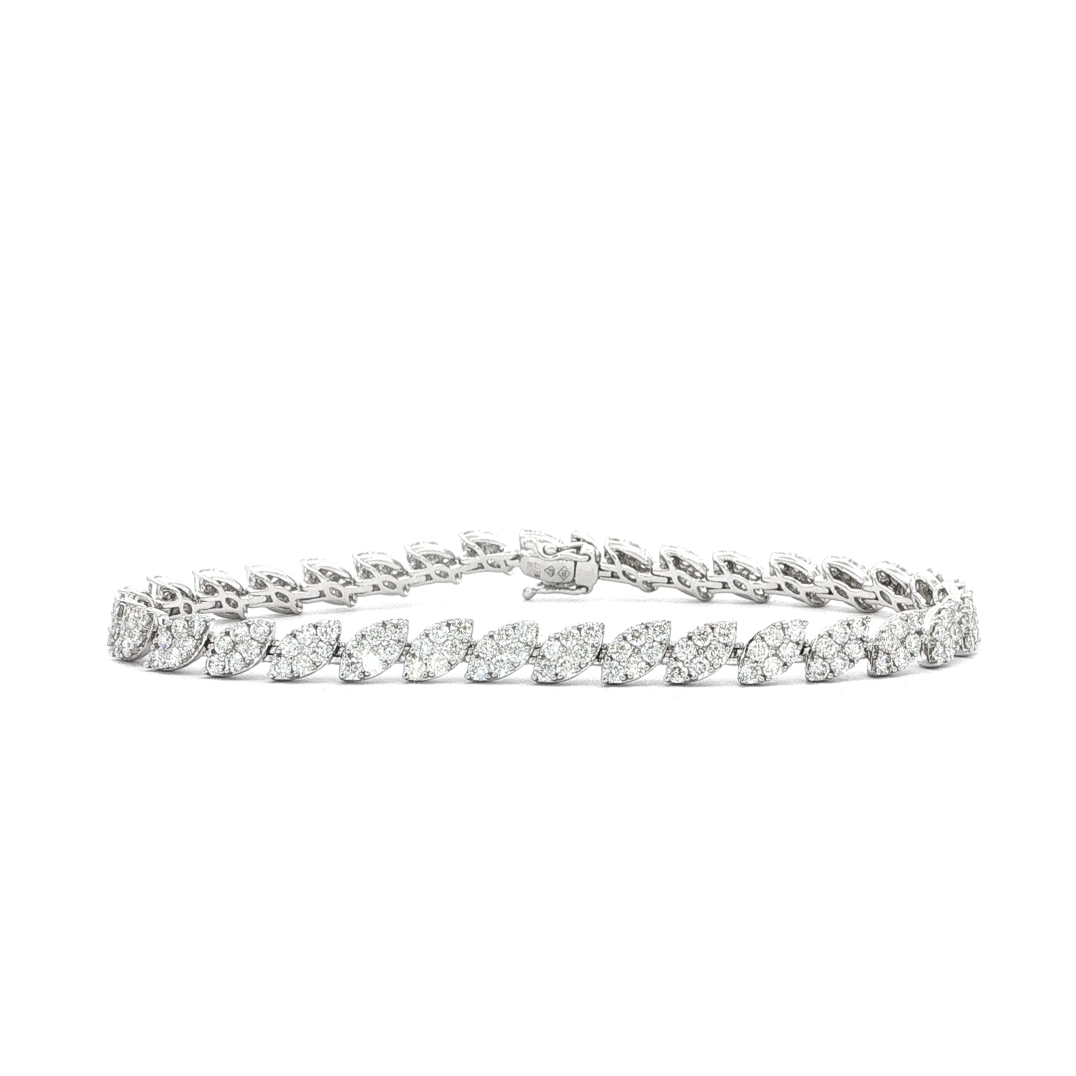 3.87ct Natural Diamond Marquise Cluster Line Bracelet in 18ct White Gold