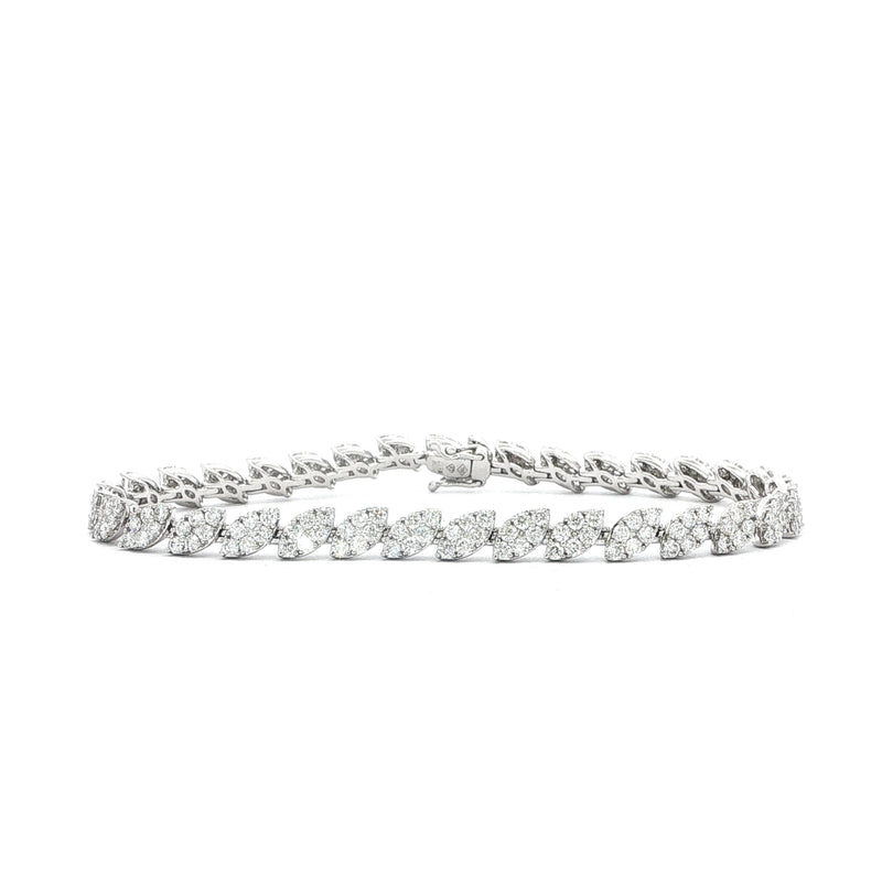 3.87ct Natural Diamond Marquise Cluster Line Bracelet in 18ct White Gold